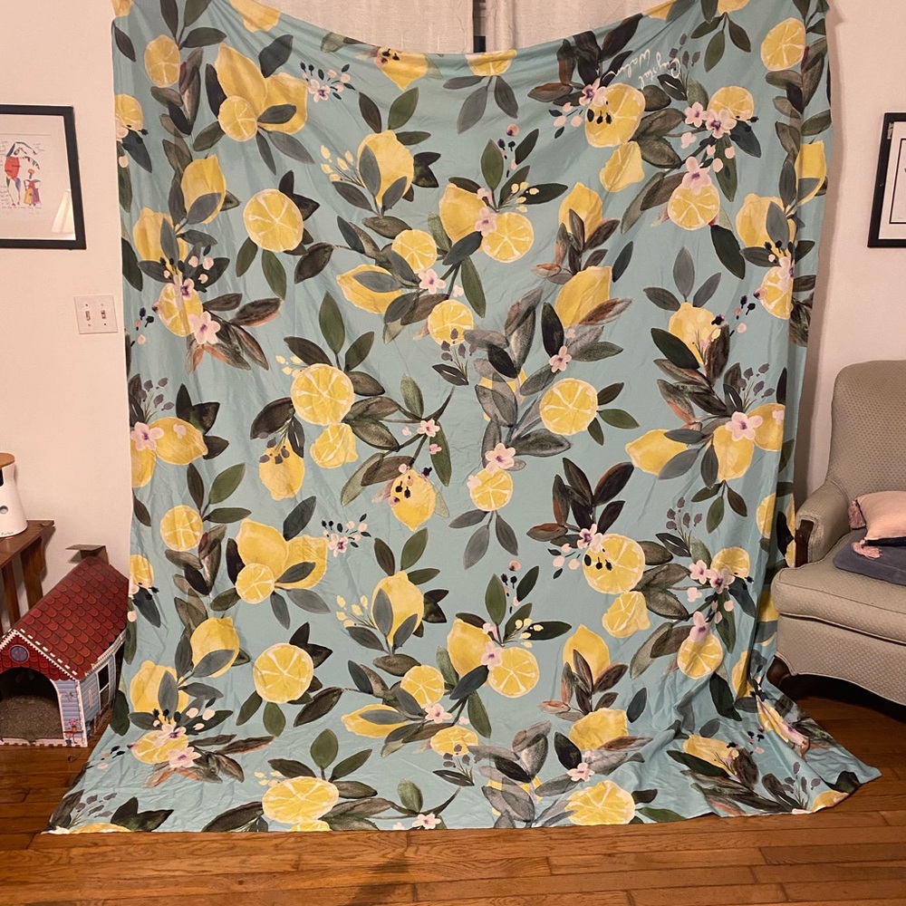 Large Yellow Teal Lemon Tapestry Society 6